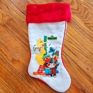 Vintage 1982 Sesame Street Christmas Stocking PBS Big Bird Burt & Ernie Cookie